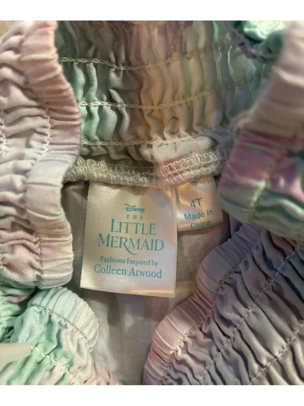 Disney Little Mermaid Pastel Watercolor Smocked Matching Outfit Set Girls 4T